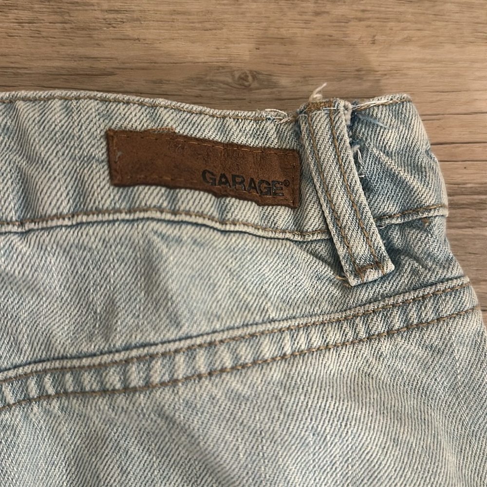 Garage Floral Embroidered Denim Mini Skirt Light Wash Y2K Size M - Picture 6 of 7